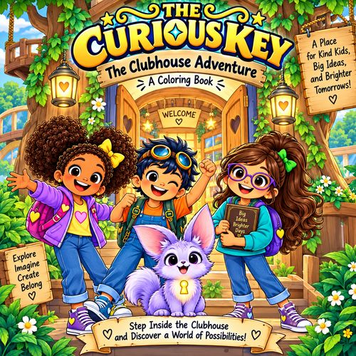 The Curious Key: The Clubhouse Adventure coloring book cover