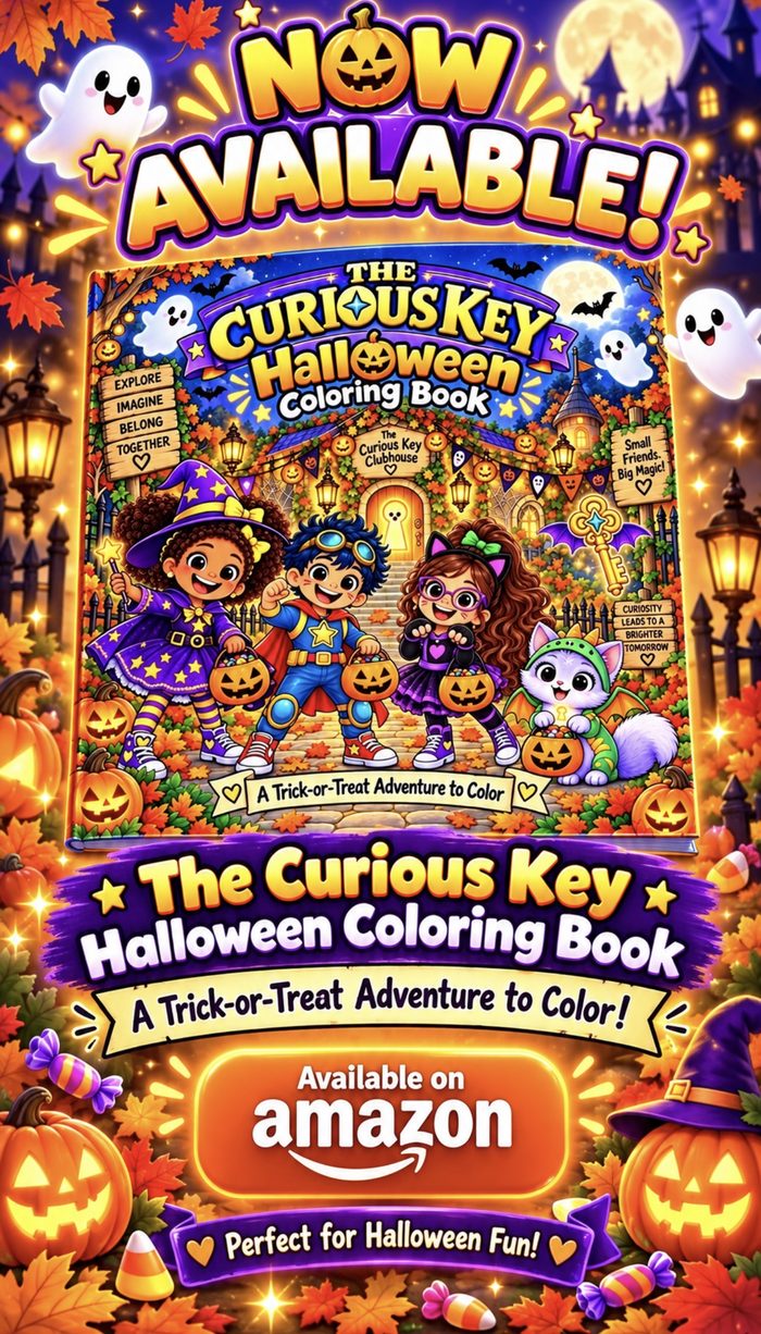 The Curious Key Halloween Coloring Book, now available on Amazon