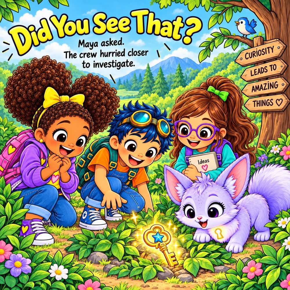 Maya, Leo, Ari and Kip discover a glowing golden key in the garden